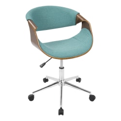 LumiSource Curvo Mid-Century Modern Mid-Back Chair, Teal/Walnut/Silver