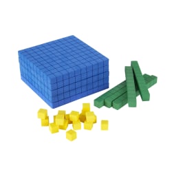Office Depot® Brand Base 10 Block Set, Yellow/Green/Blue, Pre-K, Set Of 125 Pieces