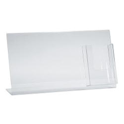 Azar Displays Acrylic Horizontal/Vertical L-Shaped Sign Holders With Brochure Pocket, 8-1/2"H x 16"W x 3"D, Clear, Pack Of 2 Holders