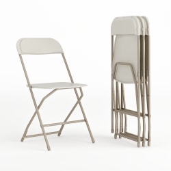 Flash Furniture Hercules Series Folding Chairs, Beige, Pack Of 4 Chairs
