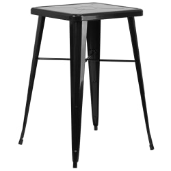 Flash Furniture Commercial Grade 23.75" Square Metal Indoor-Outdoor Bar Height Table, Black