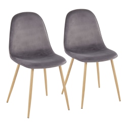 LumiSource Pebble Dining Chairs, Gray/Natural Wood, Set Of 2 Chairs