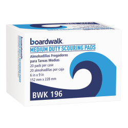 Boardwalk® Medium-Duty Scour Pads, 6" x 9", Green, Pack Of 20 Pads