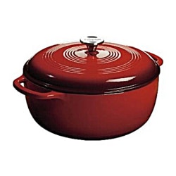 LODGE Dutch Oven With Lid, 7.5 Qt, 6-1/8"H x 12-5/8"W x 13-3/8"D, Island Spice Red