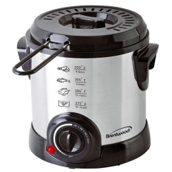 Brentwood 1-Liter Electric Deep Fryer, 11"H x 8"W x 8-1/2"D, Stainless Steel
