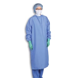 Medline 1-Ply Blockade Surgeons' Gowns, Snap Neck And Tie Mid-Back, 2X, Ceil Blue, Pack Of 12
