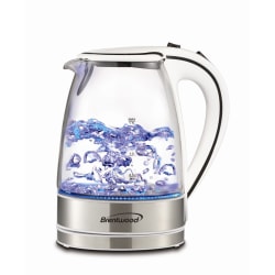 Brentwood Tempered Glass Tea Kettle, 1.7-Liter, White