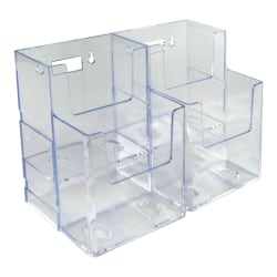 Azar Displays 2-Tier 4-Pocket Trifold Brochure Holders, 7"H x 9-3/8"W x 3-3/4"D, Clear, Pack Of 2 Holders