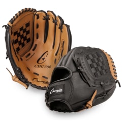 Champion Sports Leather & Vinyl Baseball/Softball Glove, 12", Brown/Black