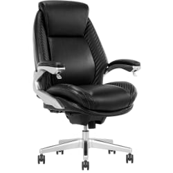 Serta® iComfort i6000 Ergonomic Bonded Leather High-Back Executive Office Chair, Black/Silver