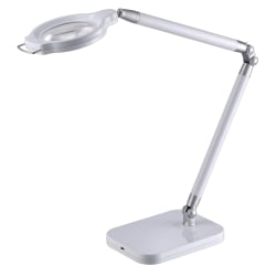 BLACK+DECKER® PureOptics™ Summit Zoom™ Ultra Reach Magnifier LED Clamp-On Desk Lamp, Adjustable, 29"H, White