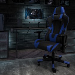 Flash Furniture X20 Ergonomic LeatherSoft High-Back Racing Gaming Chair, Blue