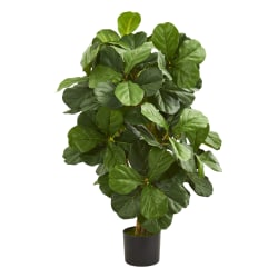 Nearly Natural Fiddle Leaf 42"H Artificial Tree With Pot, 42"H x 26"W x 24"D, Green