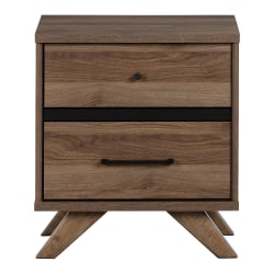 South Shore Flam 2-Drawer Nightstand, 21-7/8"H x 19-1/2"W x 16-1/2"D, Natural Walnut/Matte Black