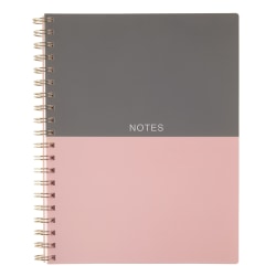 TUL® Spiral-Bound Notebook, 7-1/2" x 10", 1 Subject, Narrow Ruled, 80 Sheets, Gray/Pink