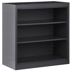 Sandusky 3-Shelf Welded Steel Bookcase, 36"H x 36"W x 18"D, Black