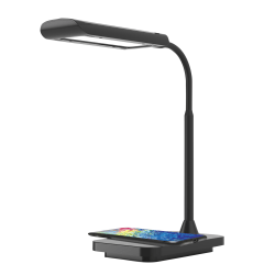 Realspace™ Trezdon RGB LED Desk Lamp With USB and Qi Wireless Charger, Adjustable Height, 16"H, Black