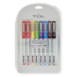 TUL® Fine Liner Felt-Tip Pen, Fine, 1.0 mm, Silver Barrel, Assorted Ink Colors, Pack Of 8 Pens