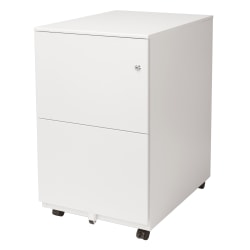 Aurora SOHO 25"D Vertical 2-Drawer Mobile File Cabinet, Metal, White