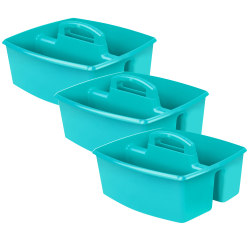 Storex Large Caddies, 6-3/8"H x 11"W x 13"D, Teal, Pack Of 3 Caddies