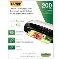 Fellowes® Laminating Pouches, Letter, 5 mil, 11 1/2" x 9", Clear, Pack Of 200