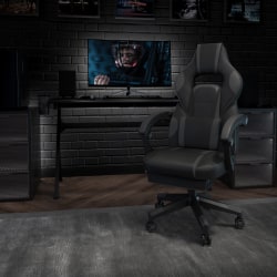 Flash Furniture X40 Gaming Chair With Fully Reclining Back And Arms, Black/Gray