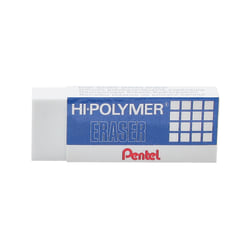 Pentel Hi-Polymer Eraser - Lead Pencil - Block - Non-abrasive, Latex-free - 0.5" Height x 2.6" Width x 1" Depth - 1Each - White