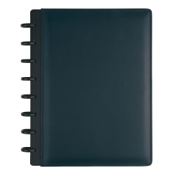 TUL® Discbound Notebook, Junior Size, Leather Cover, Narrow Ruled, 120 Pages (60 Sheets), Navy