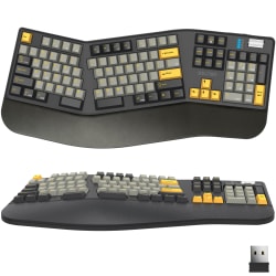 Delton KB450 Wireless Ergonomic Mechanical Keyboard with Wrist Pad, Black, Total Qty 1