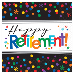 Amscan Happy Retirement Lunch Napkins, 6-1/2" x 6-1/2", Multicolor, Pack Of 16 Napkins
