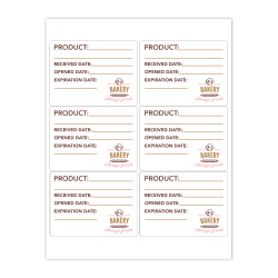 Custom Printed 3-Color Laser Sheet Labels And Stickers, 3" x 4" Rectangle, 6 Labels Per Sheet, Box Of 100 Sheets