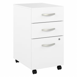 Bush Business Furniture Hybrid 28"D Vertical 3-Drawer Mobile File Cabinet, White, Delivery