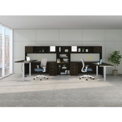 HON® Coordinate 60"W Height-Adjustable Computer Desk With Mod Worksurface, Java Oak