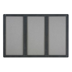 Quartet® Fully Enclosed 3-Door Bulletin Board, 72" x 48", Aluminum Frame With Graphite Finish