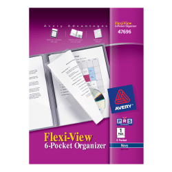 Avery® Flexi-View Organizer, 8-1/2" x 11", 6 Pocket, Navy Blue