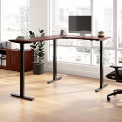 Bush Business Furniture Move 60 Series 60"W Height Adjustable L Shaped Standing Desk, Hansen Cherry/Black Powder Coat, Standard Delivery