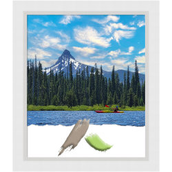 Amanti Art Rectangular Wood Picture Frame, 24" x 28", Matted For 20" x 24", Blanco White