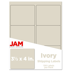 JAM Paper® Mailing Address Labels, Rectangle, 3 1/3" x 4", Ivory, Pack Of 120