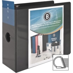 Business Source Basic View 3-Ring Binder, 5" Round Rings, Black