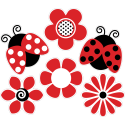 Barker Creek Double-Sided Accents, 5-1/2" x 5-1/2", Ladybugs & Posies, Set Of 72 Accents