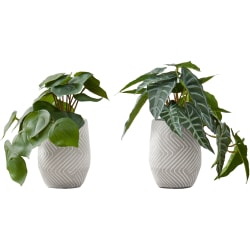 Monarch Specialties Peneloppe 8"H Artificial Plants With Pots, 8"H x 8"W x 7"D, Green, Set Of 2 Plants
