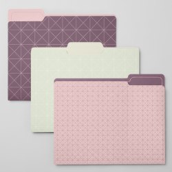 Office Depot® Brand Fashion File Folders, 1/3 Cut, Letter Size, Pink/Green Modern Lattice, Total Qty 6