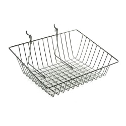 Azar Displays Chrome Wire Baskets, Small Size, Sloped, 5" x 15"W x 12 1/4", Silver, Pack Of 2