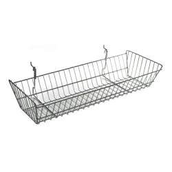 Azar Displays Chrome Wire Baskets, Small Size, 5 3/8" x  24 1/4" x  6 1/4", Silver, Pack Of 2