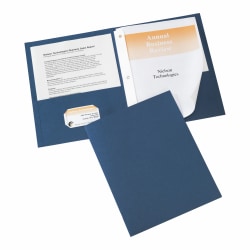 Avery® 2-Pocket Folders With Fasteners, Letter Size, Dark Blue, Pack Of 25
