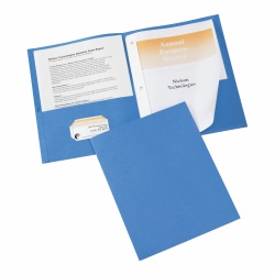 Avery® 2-Pocket Folders With Fasteners, Letter Size, Light Blue, Pack Of 25
