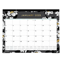 2025 Blue Sky Monthly Desk Pad Planning Calendar, 22" x 17", Baccara Dark, January 2025 To December 2025