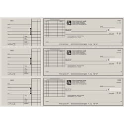 Custom 3-To-A-Page Checks, Style 72, 8 1/4" x 3 1/24", 2 Part, Box Of 300