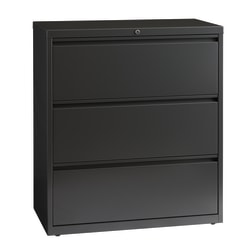 WorkPro® 36"W Lateral 3-Drawer File Cabinet, Metal, Charcoal