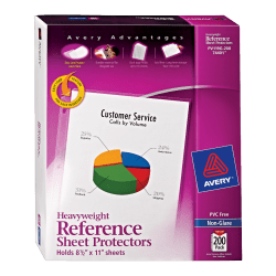 Avery® Non-Glare Heavyweight Sheet Protectors With Easy Load™, 8 1/2" x 11", Top Loading, Pack Of 200